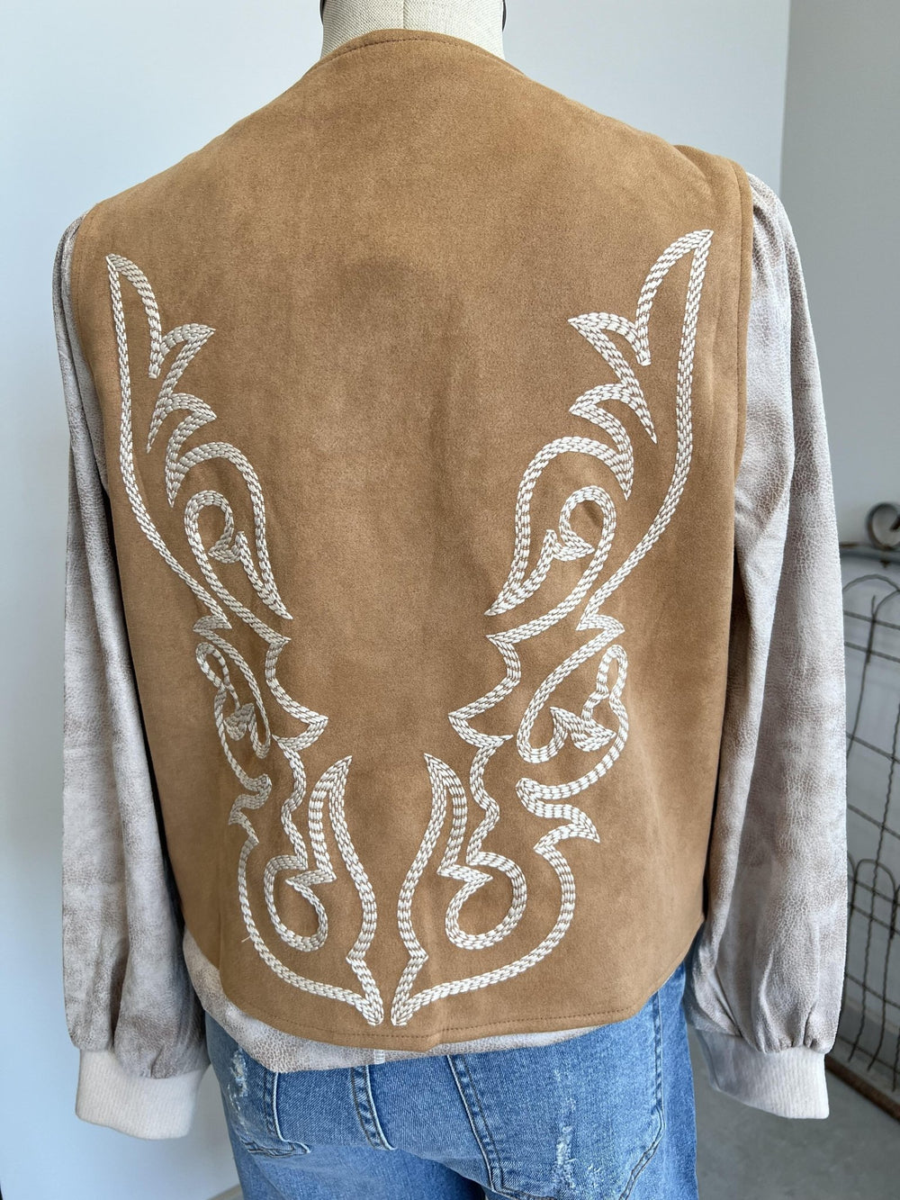 Boot Stitch Faux Suede Vest - High Call Outfitters