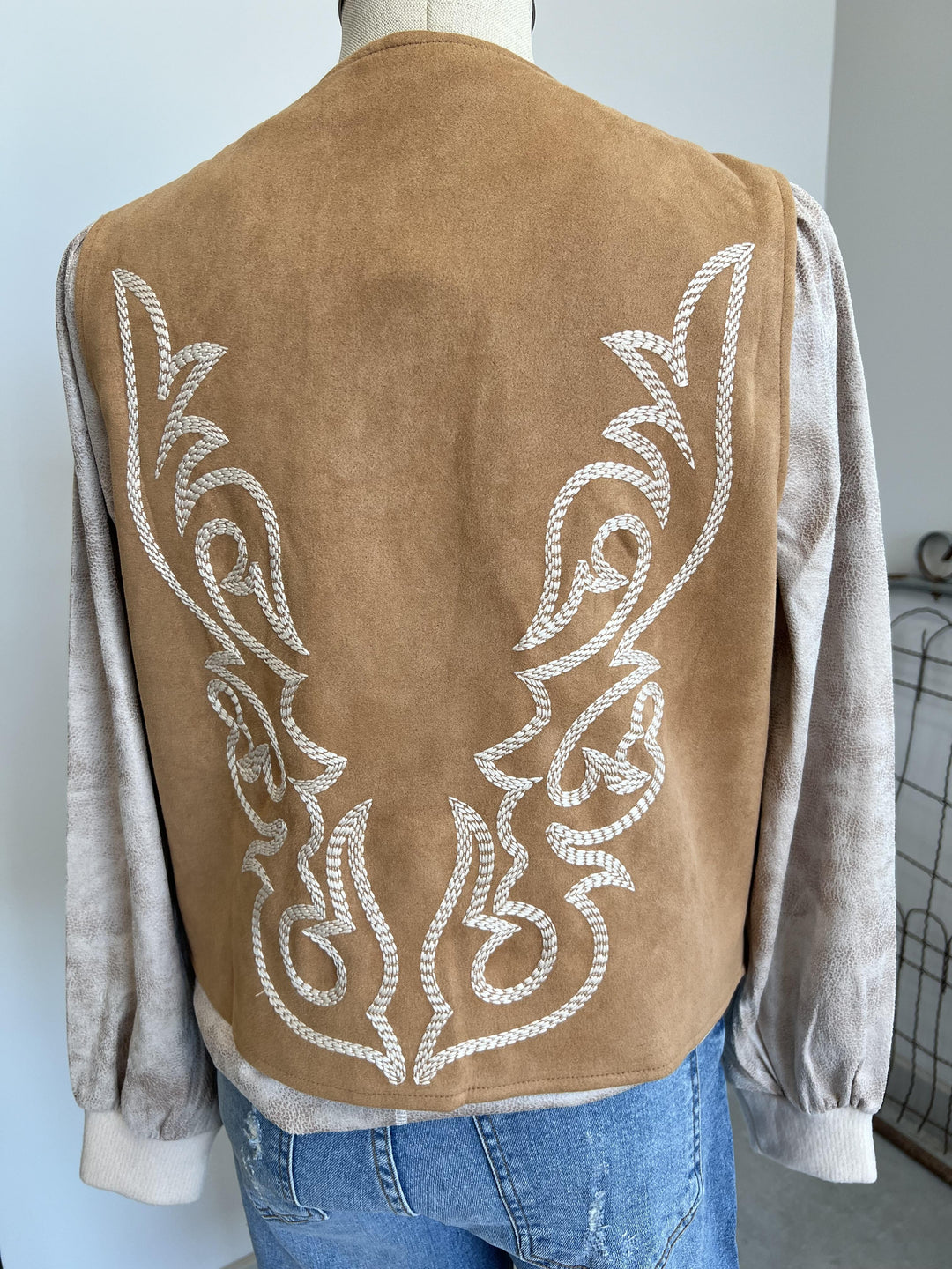 Boot Stitch Faux Suede Vest - High Call Outfitters