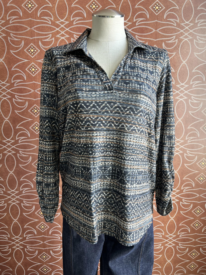 Open Collar Printed Knit Shirt from Multiples