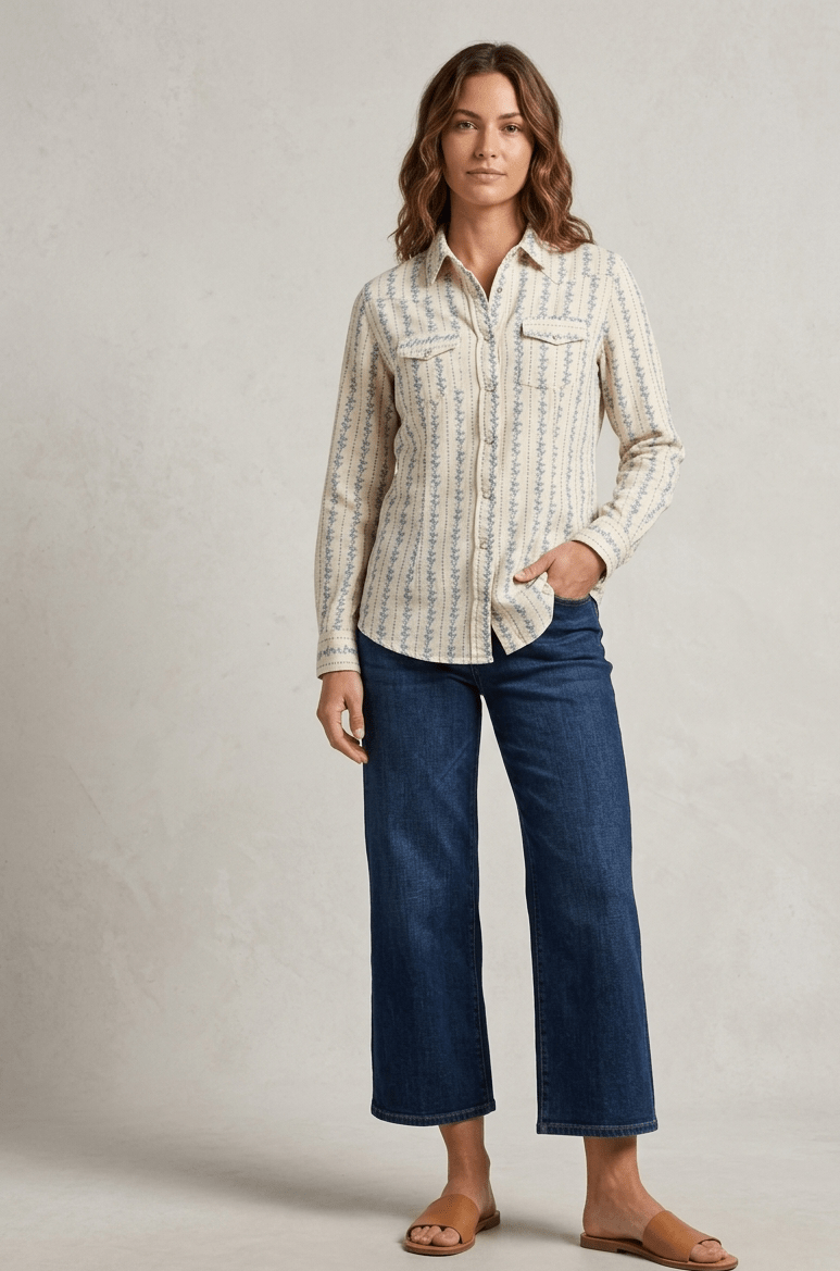 The Retro Blue Pearl Snap Shirt - High Call Outfitters