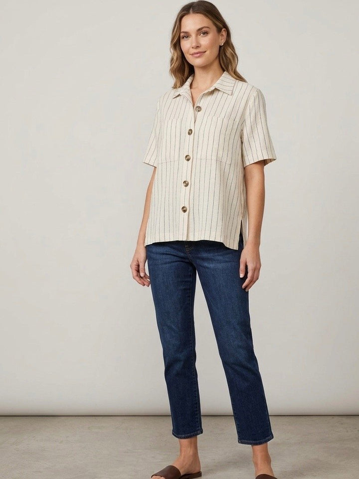 Stripe Drop Shoulder Jacket from Multiples - High Call Outfitters
