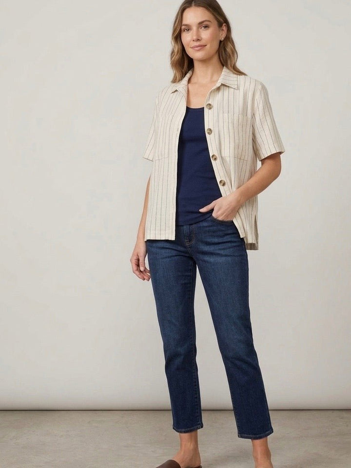Stripe Drop Shoulder Jacket from Multiples - High Call Outfitters
