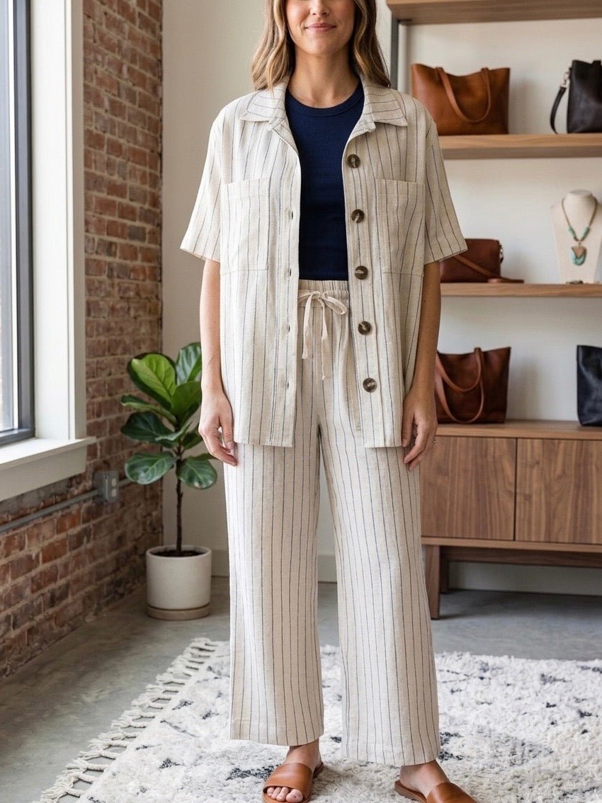Stripe Drop Shoulder Jacket from Multiples - High Call Outfitters