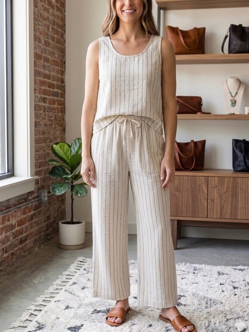 Stripe Wide Leg Ankle Pant from Multiples - High Call Outfitters