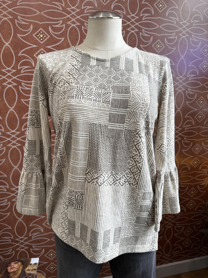 Flounce Sleeve Print Top from Multiples