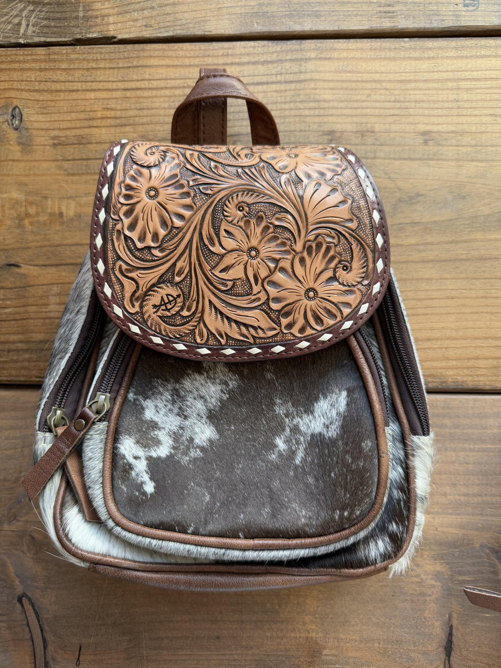 Tooled Hair On Mini Backpack from American Darling - High Call Outfitters