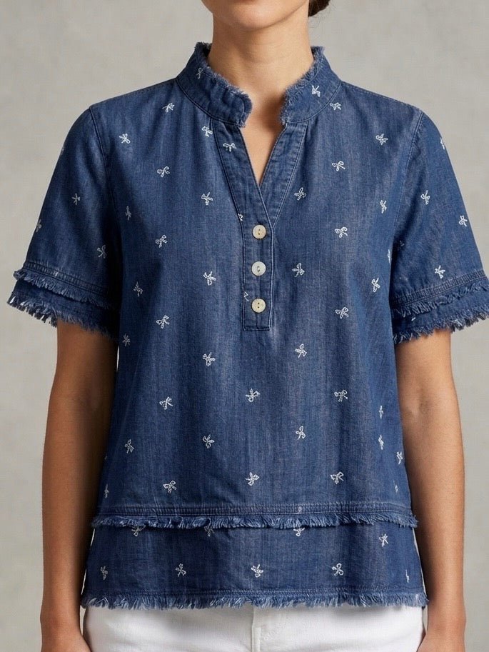 Double Fringe All Over Print Top from Multiples - High Call Outfitters