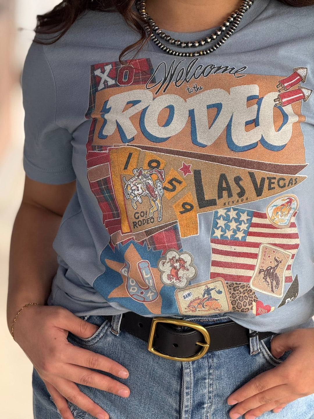 Las Vegas Pennant Patch Tee from XOXO Art - High Call Outfitters