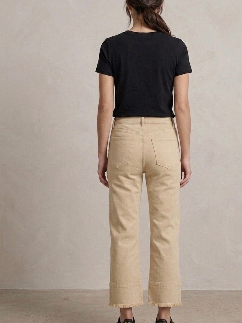 Hi - Low Fringe Hem Stretch Denim Jeans from Multiples - High Call Outfitters
