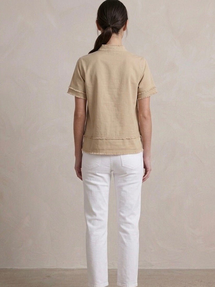 Double Fringe Banded Collar Top from Multiples - High Call Outfitters