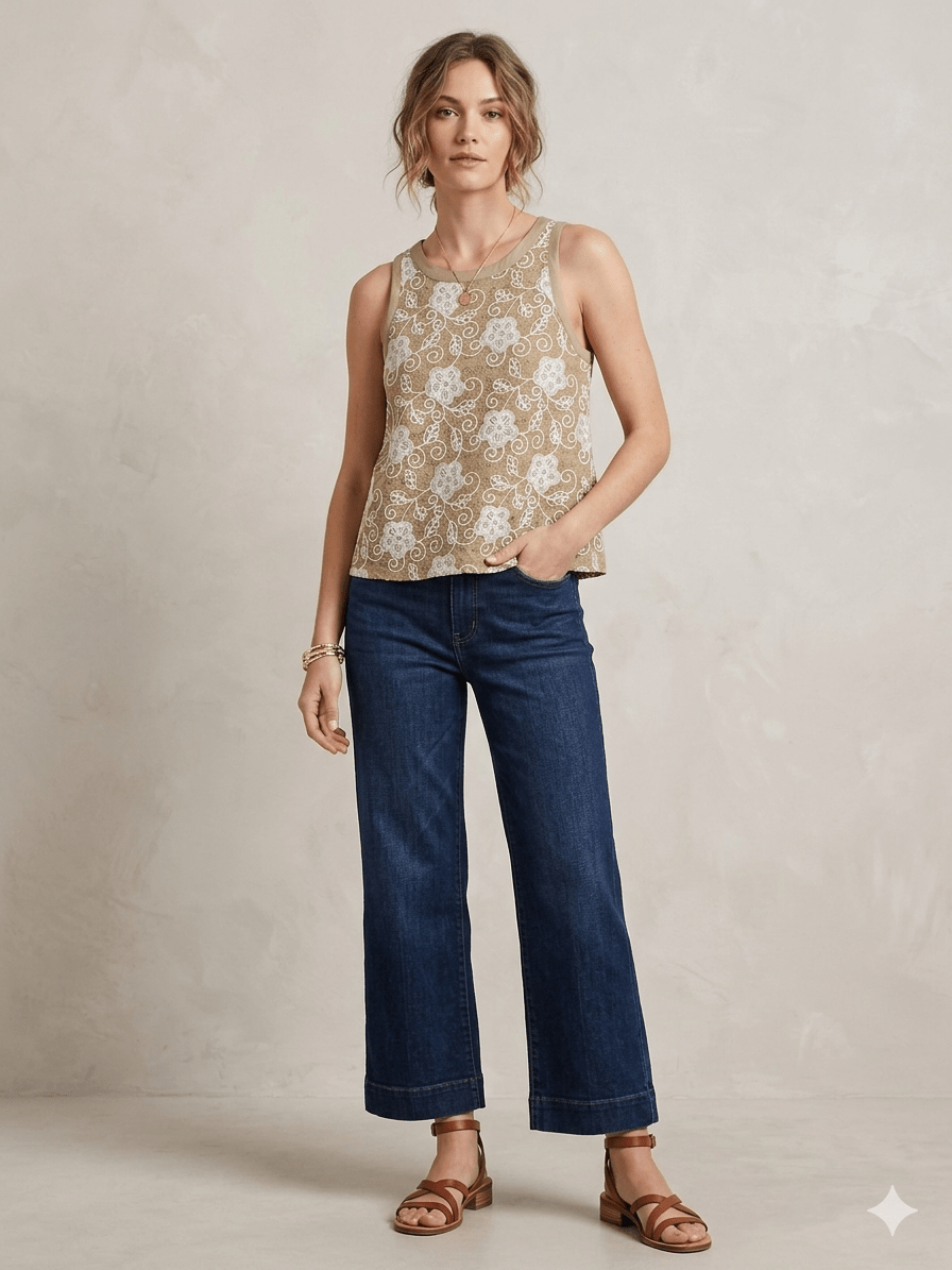 Embroidered Floral Mesh Tank - High Call Outfitters