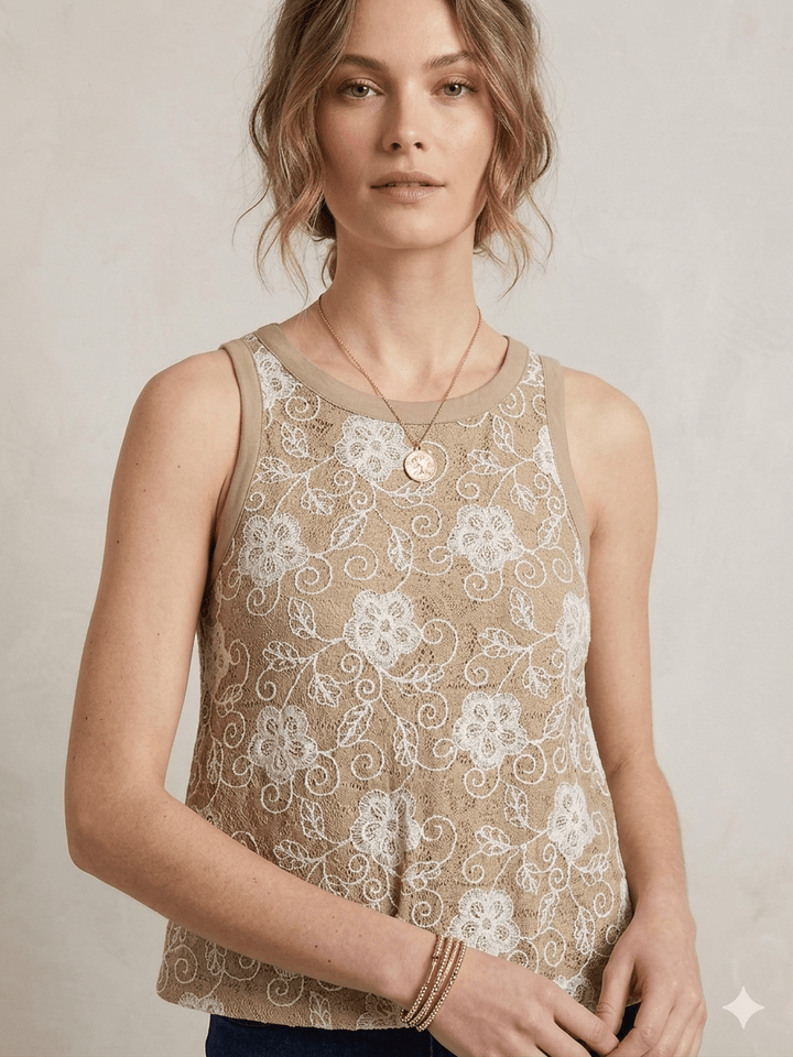 Embroidered Floral Mesh Tank - High Call Outfitters