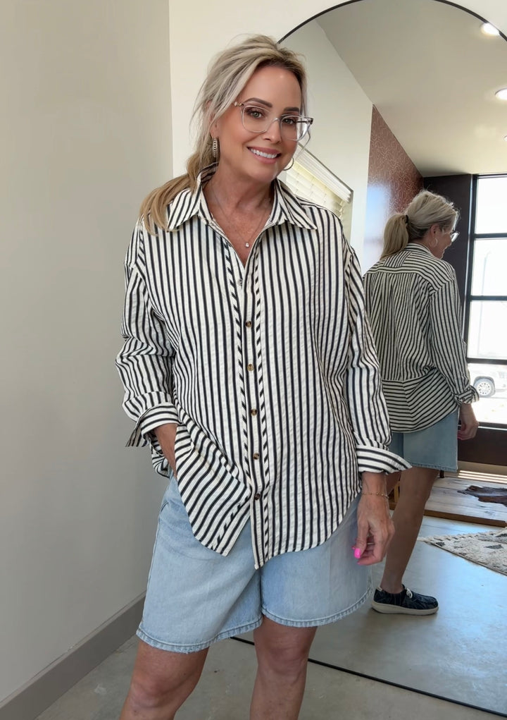 Textured Stripe Long Sleeve