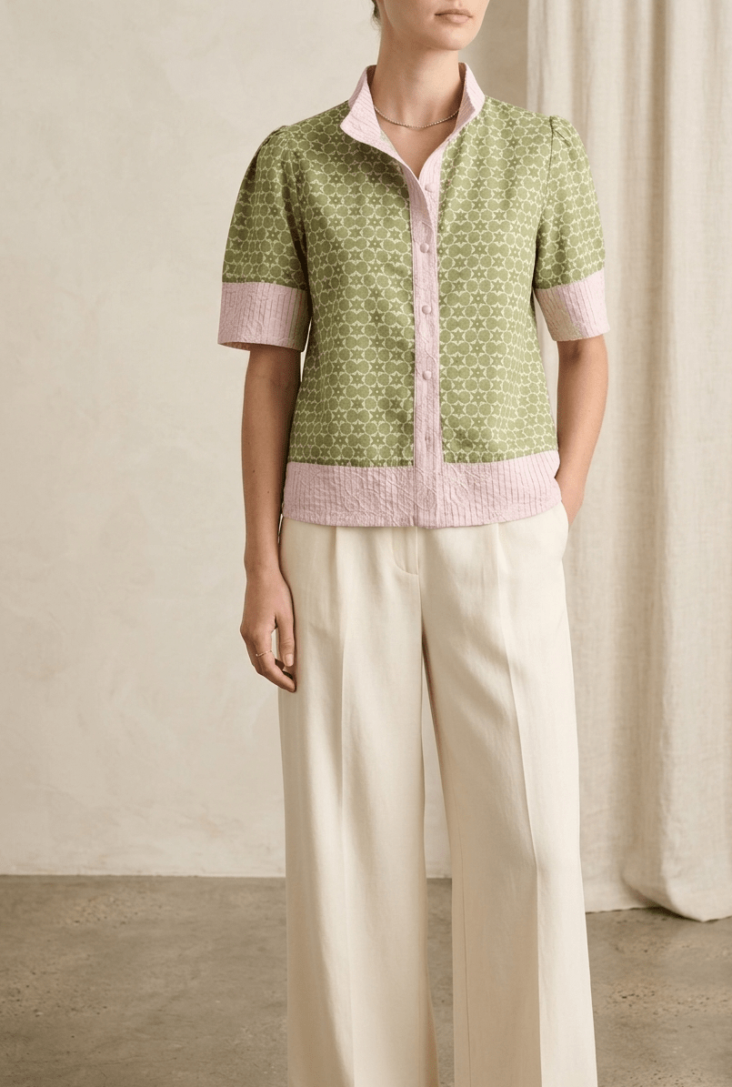 Mixed Print Button Down Top - High Call Outfitters