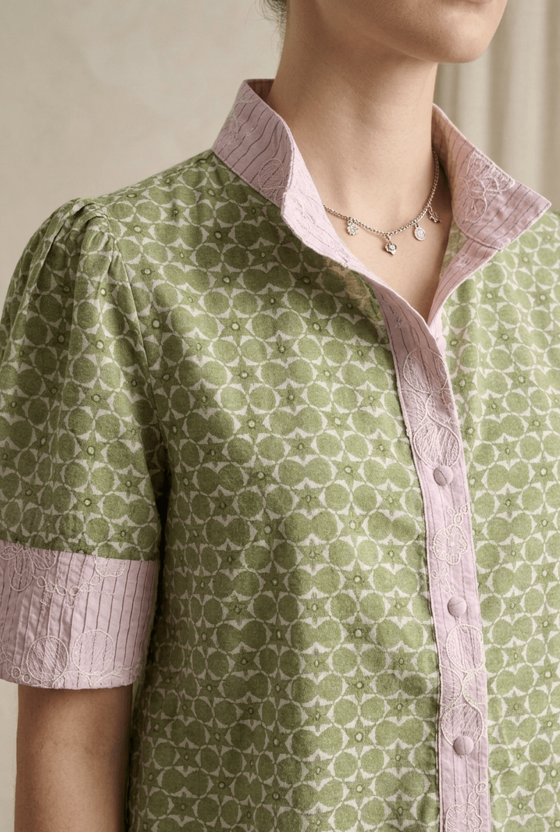 Mixed Print Button Down Top - High Call Outfitters