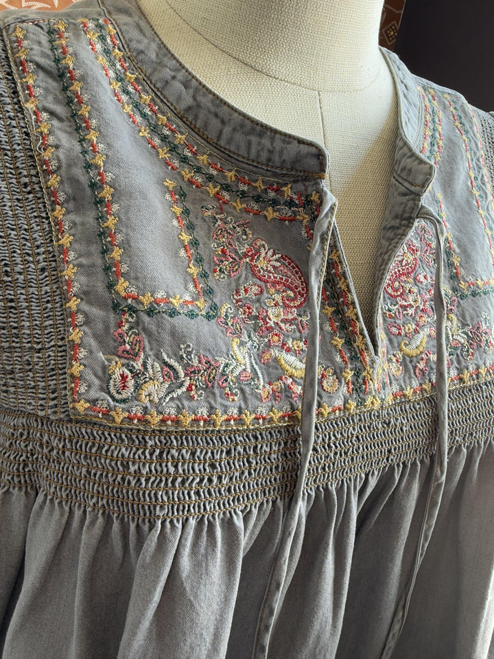 Embroidered Tie Front Top from Multiples