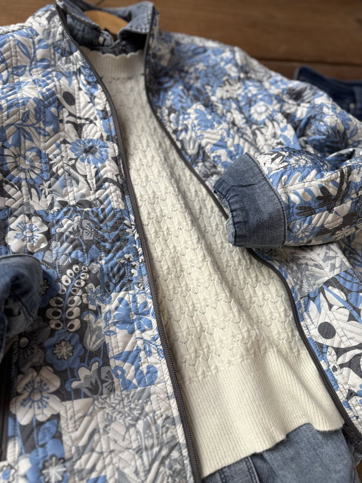 Quilted Print Full Zip Jacket from Multiples