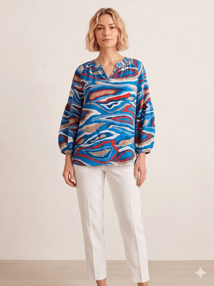 3/4 Sleeve Printed Top from Multiples - High Call Outfitters