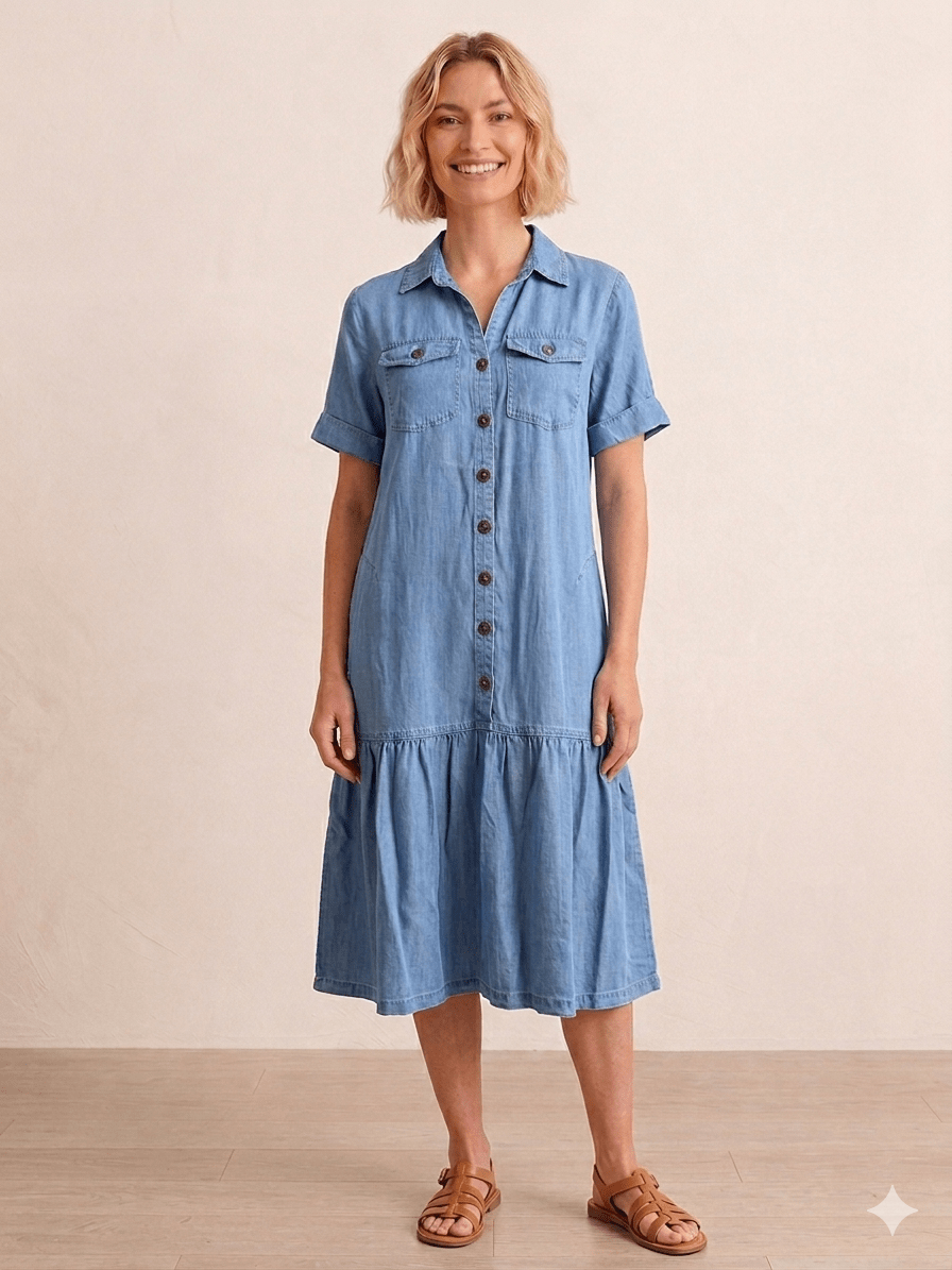 Front Button Ruffle Dress from Mulitples - High Call Outfitters