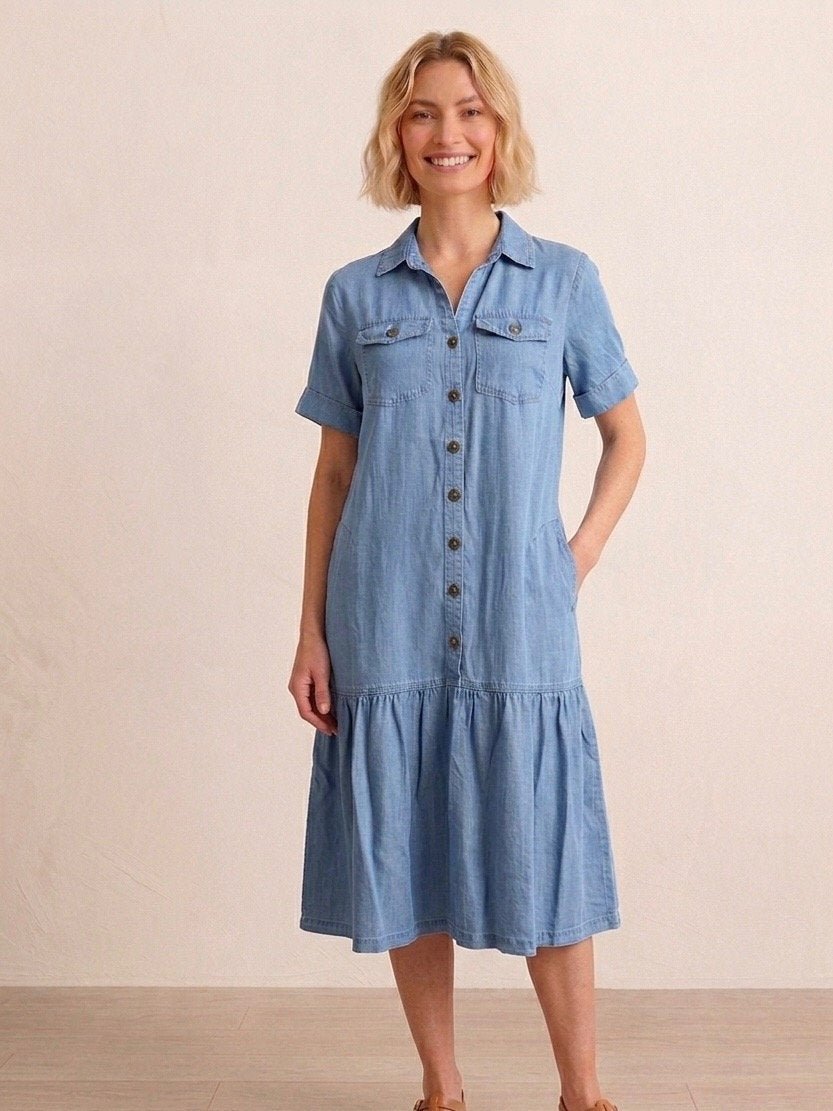 Front Button Ruffle Dress from Mulitples - High Call Outfitters