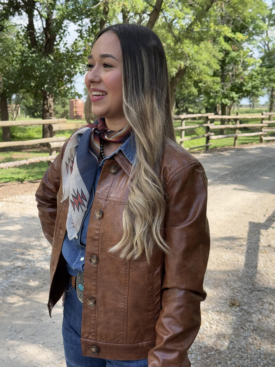 Button Front Faux Leather Jacket from Tribal