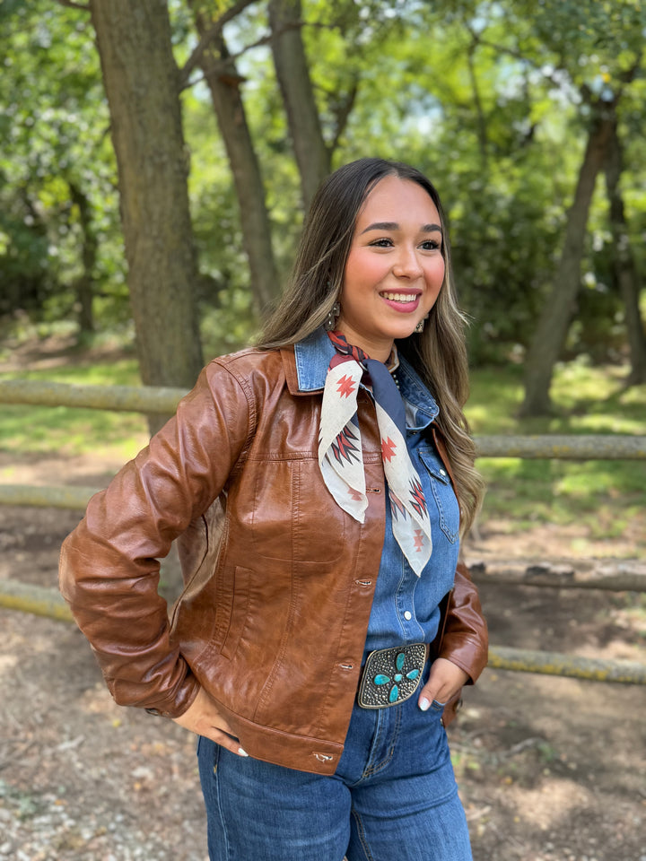 Button Front Faux Leather Jacket from Tribal