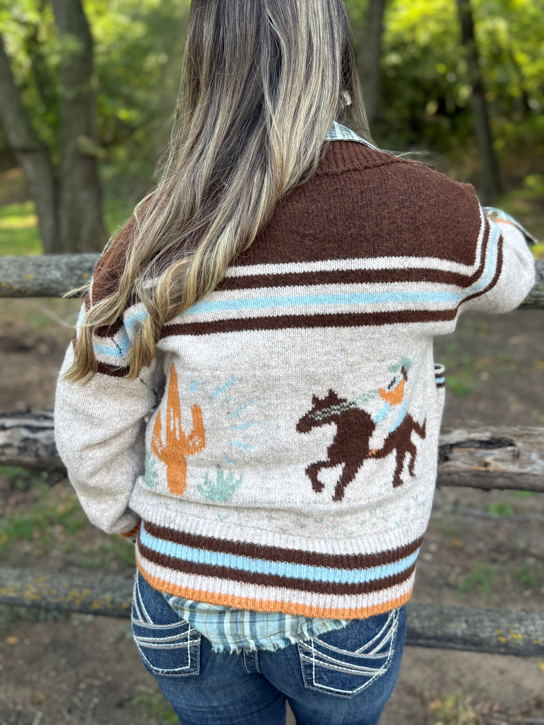 Cowboy Desert Front Zip Cardigan