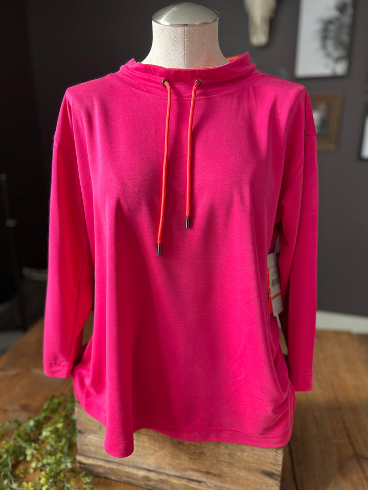 Drop Shoulder Drawstring Neckline Top from Multiples