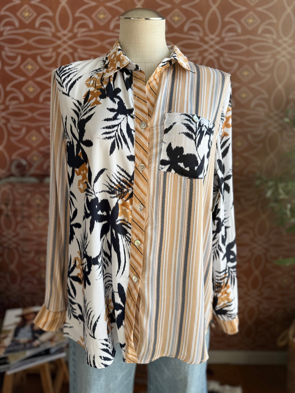 Mixed Print Top from Multiples - High Call Outfitters