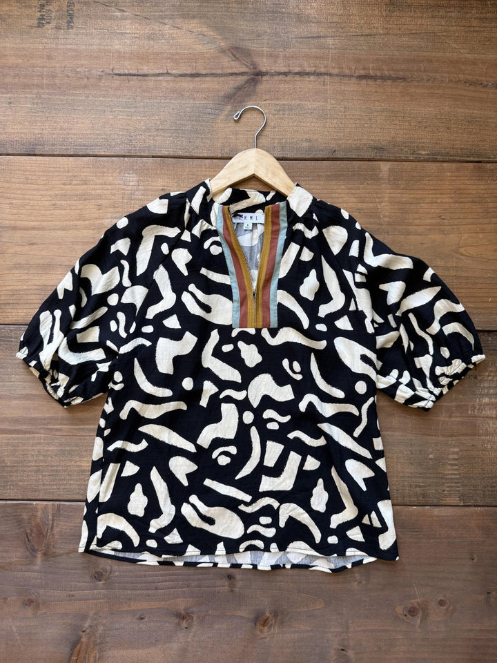 All Over Pattern 1/4 Zip Front Top