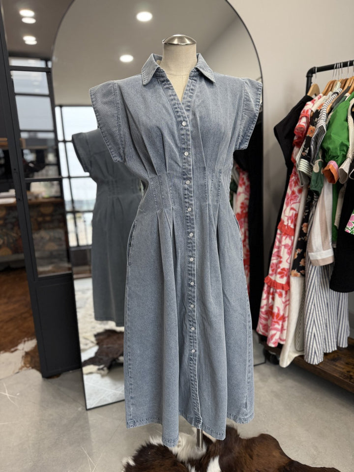 Snap Front Denim Dress