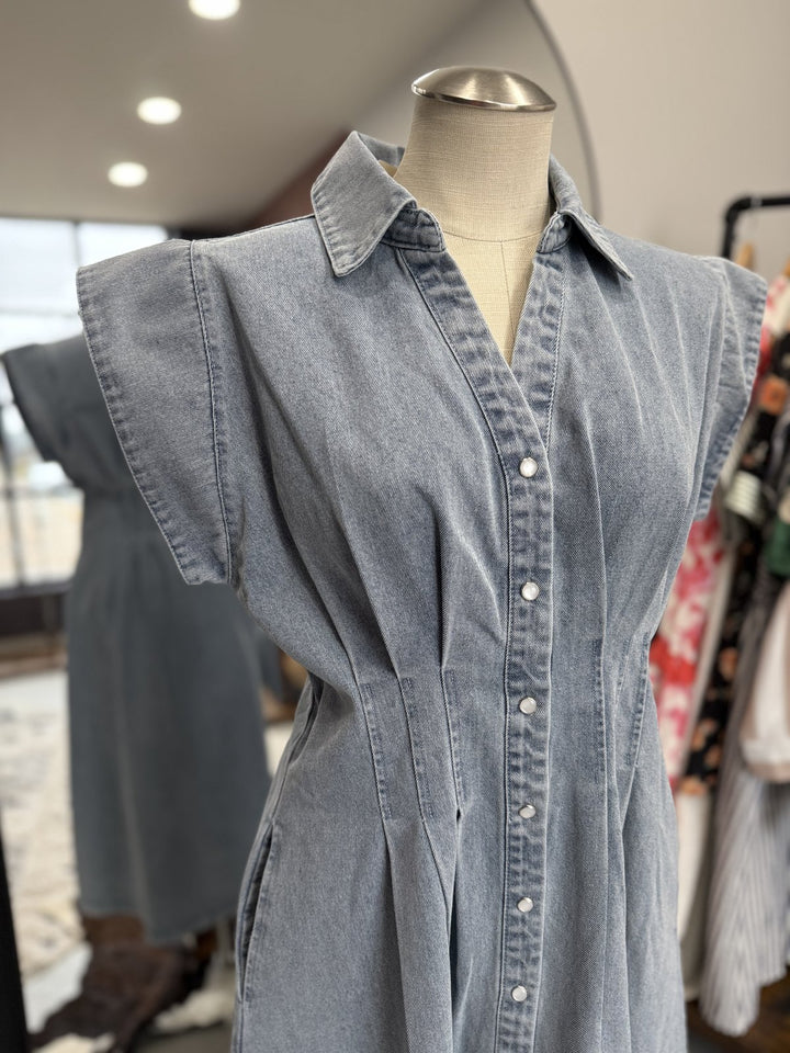Snap Front Denim Dress