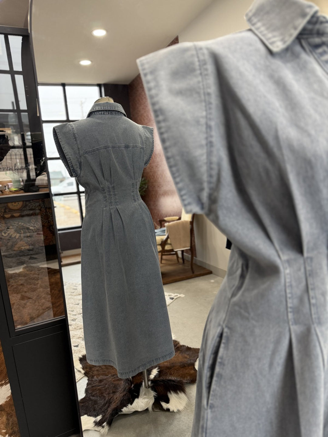 Snap Front Denim Dress