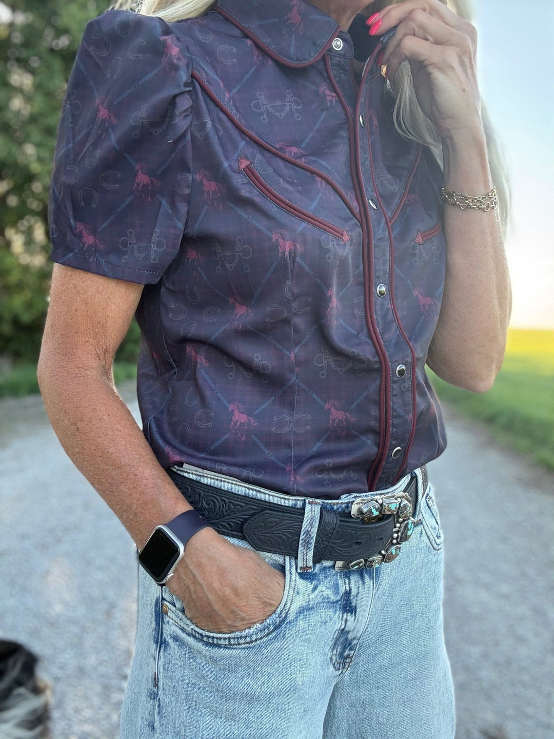 Satin Arrow Horse Bit Top - High Call Outfitters