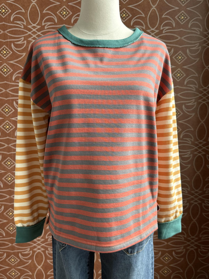 Mixed Stripe Pullover Top