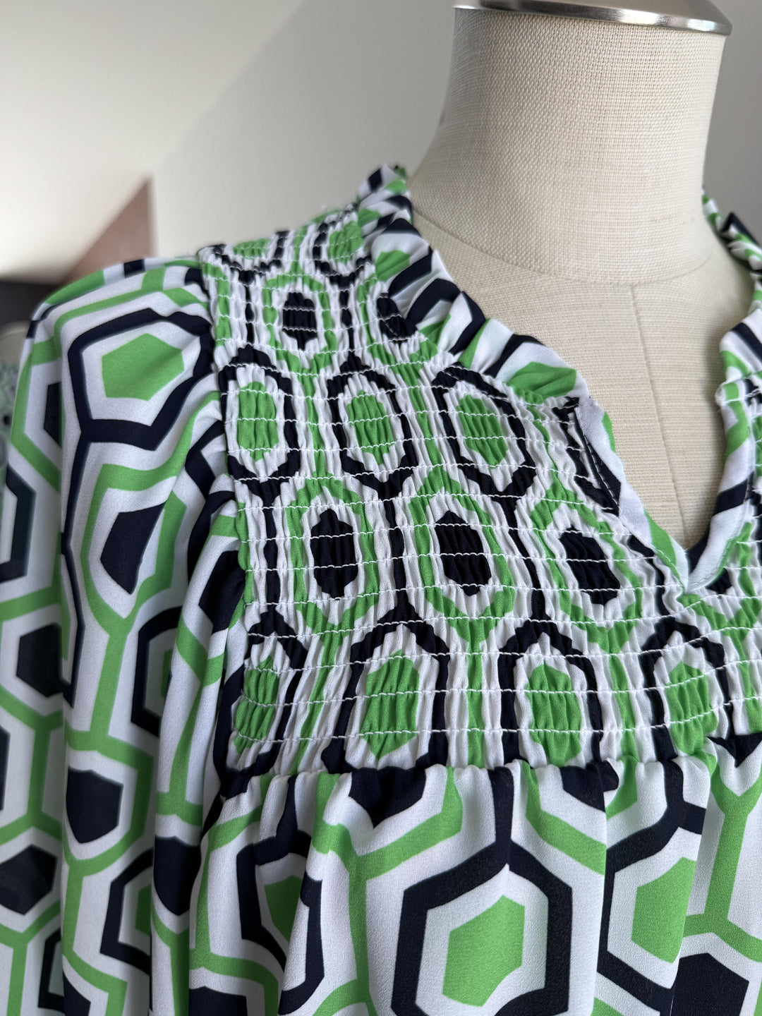Geo Print Smocked Yoke Top from Multiples