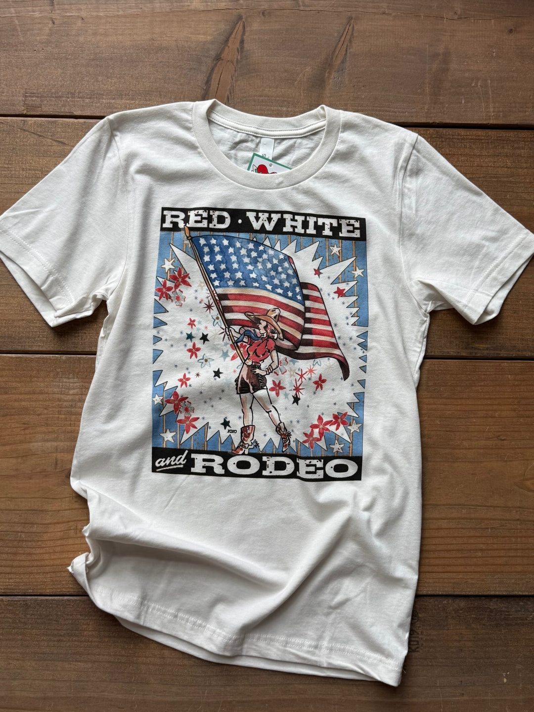 Red &amp; White Rodeo Vintage Tee from XOXO Art - High Call Outfitters