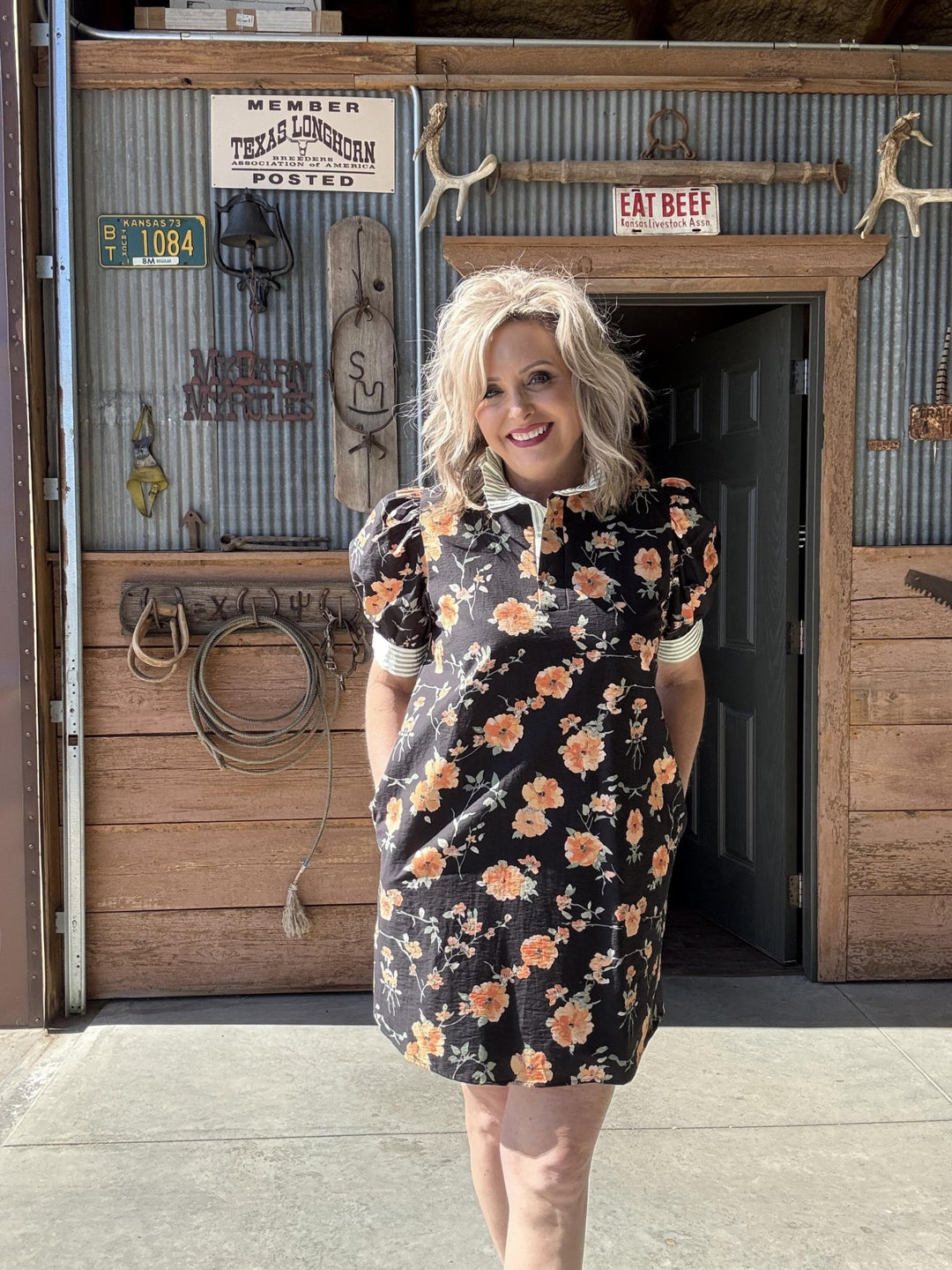 Contrast Band Floral Dress - High Call Outfitters