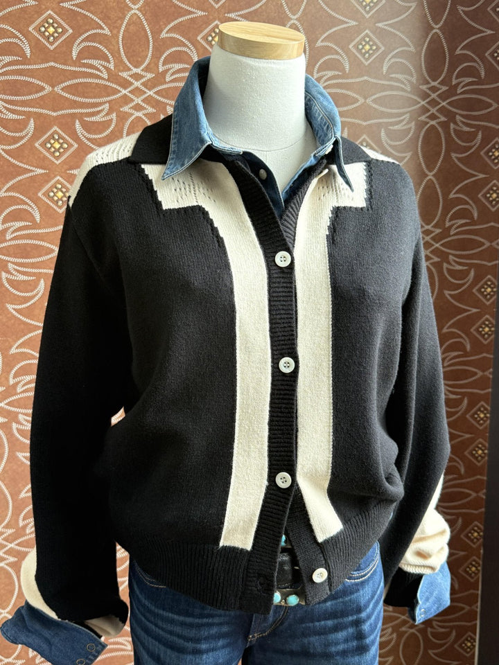Retro Color Blocked Cardigan Sweater - High Call Outfitters