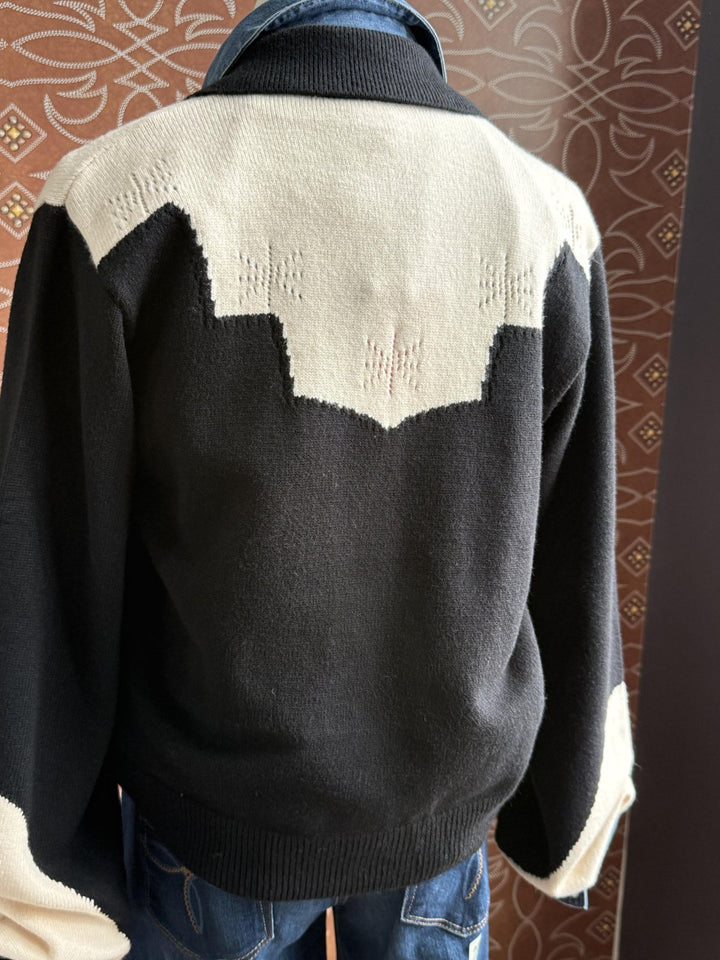 Retro Color Blocked Cardigan Sweater - High Call Outfitters