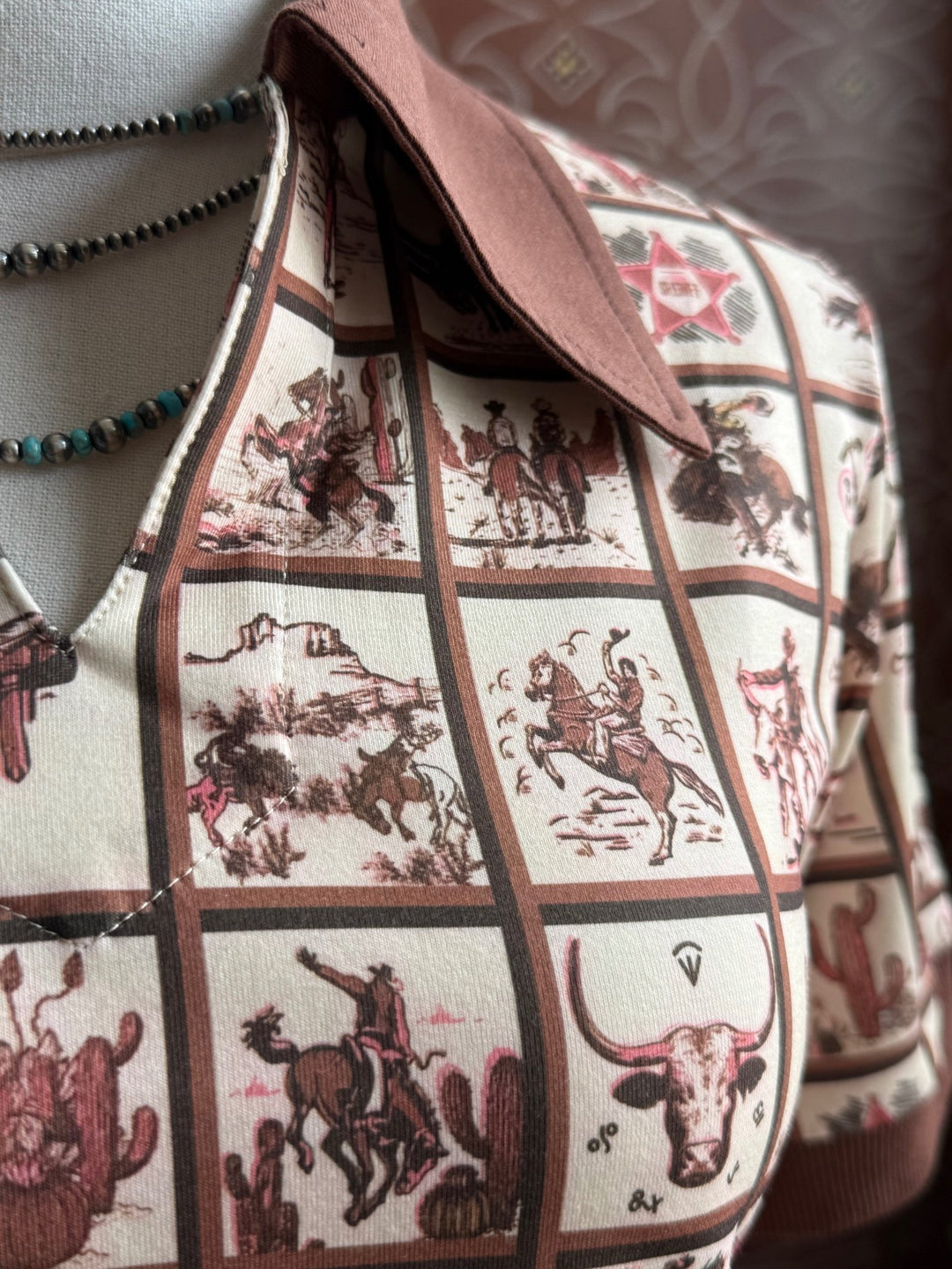 Western Print Retro Polo from Howdy Hanny - High Call Outfitters