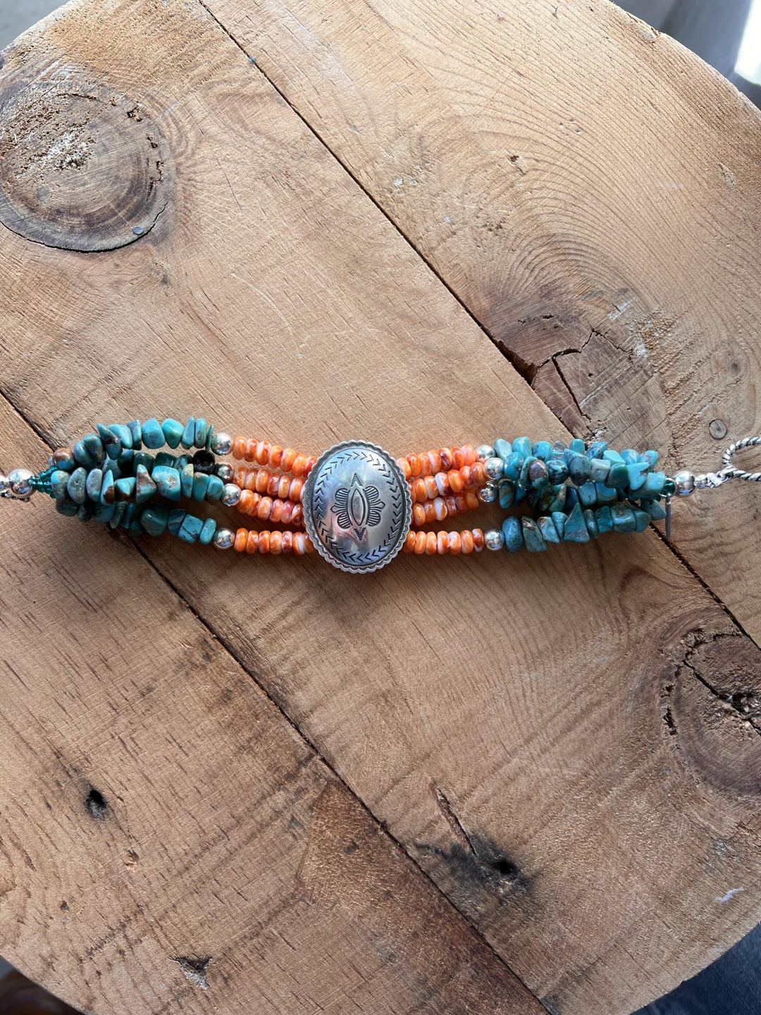 4 Row Turquoise and Spinney Coral Bracelet from Paige Wallace - High Call Outfitters