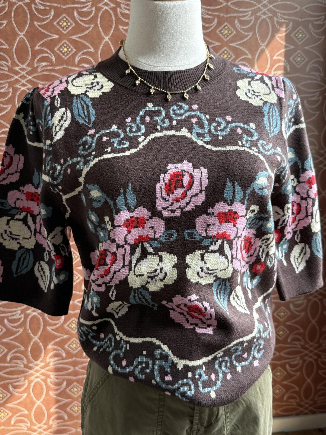 Floral Patterned Knit Sweater from THML - High Call Outfitters