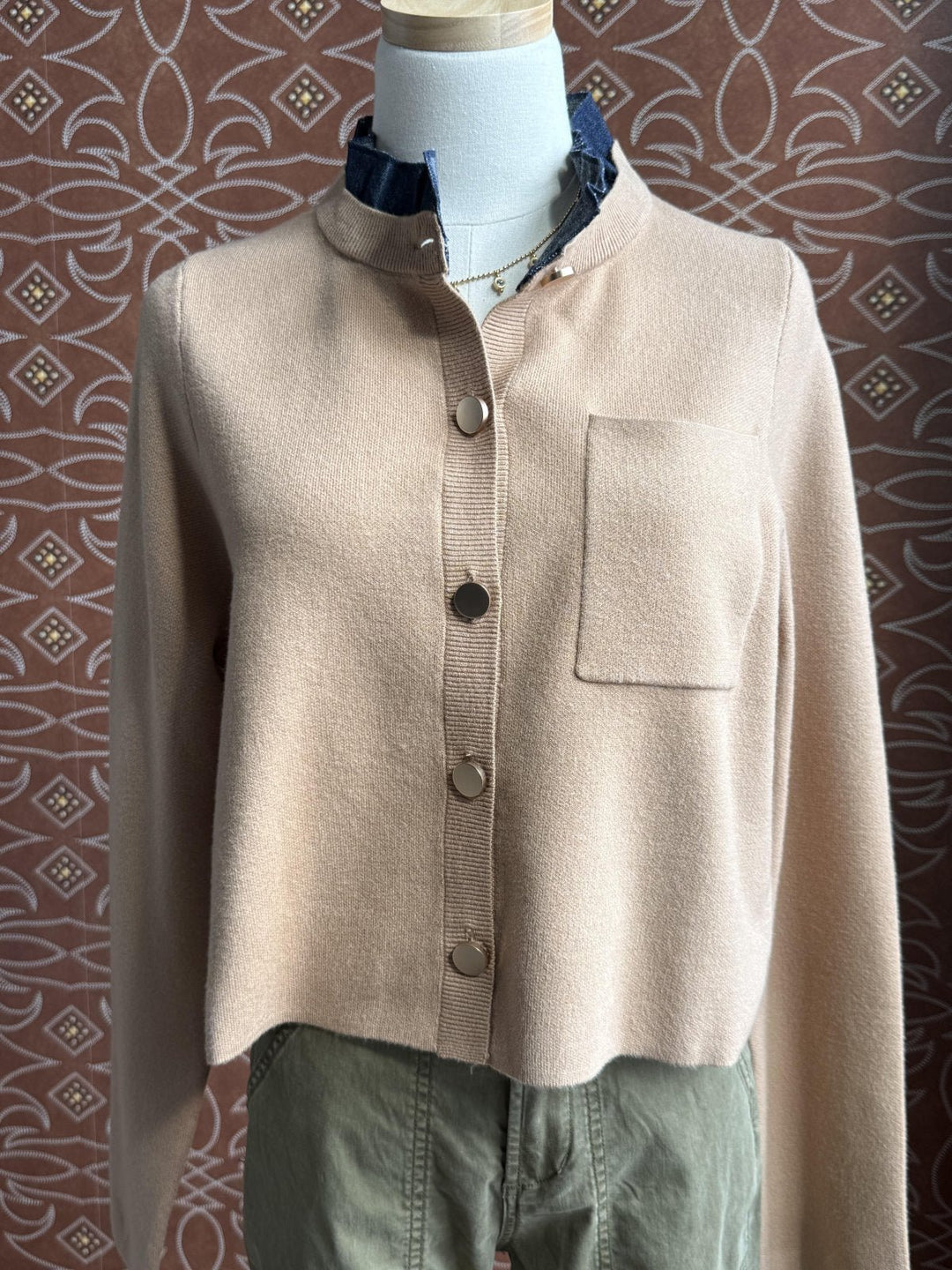 Denim Ruffle Finish Cardigan from THML - High Call Outfitters