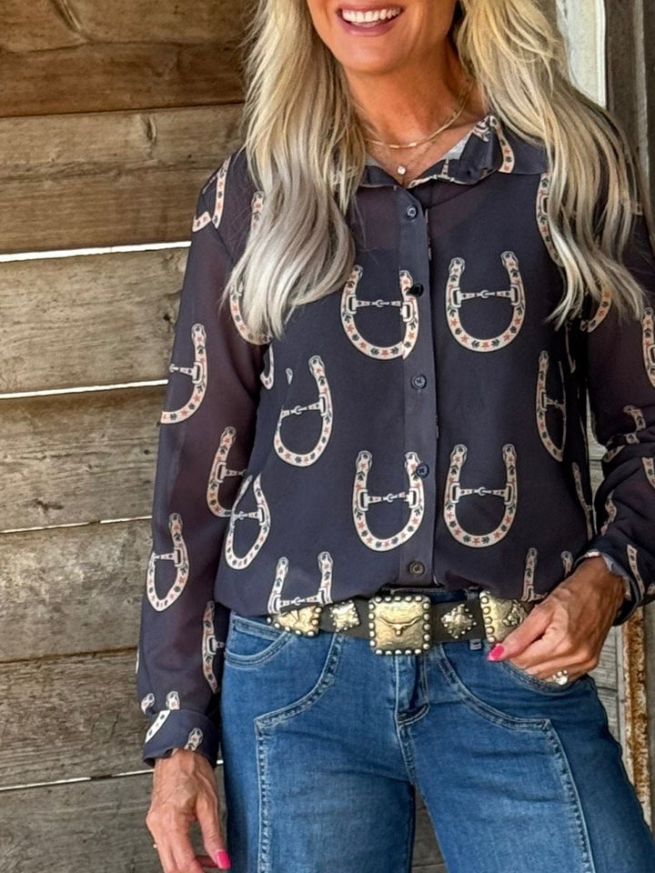 Horseshoe Chiffon Top - High Call Outfitters