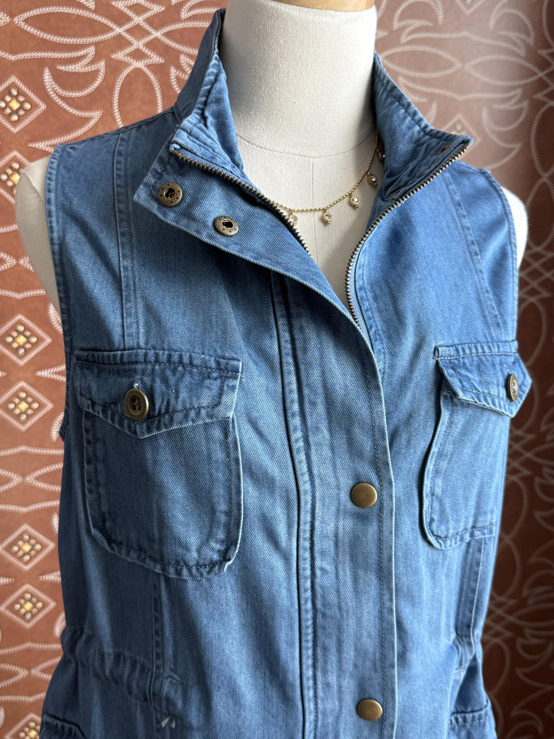 Zip Front Denim Vest from Multiples