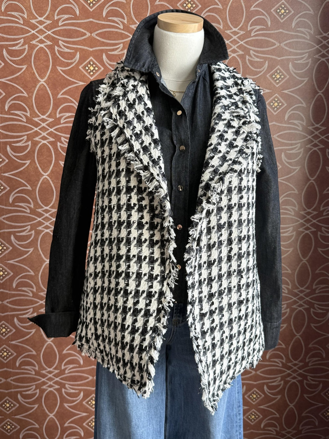 Tweed Button Front Vest from Multiples - High Call Outfitters