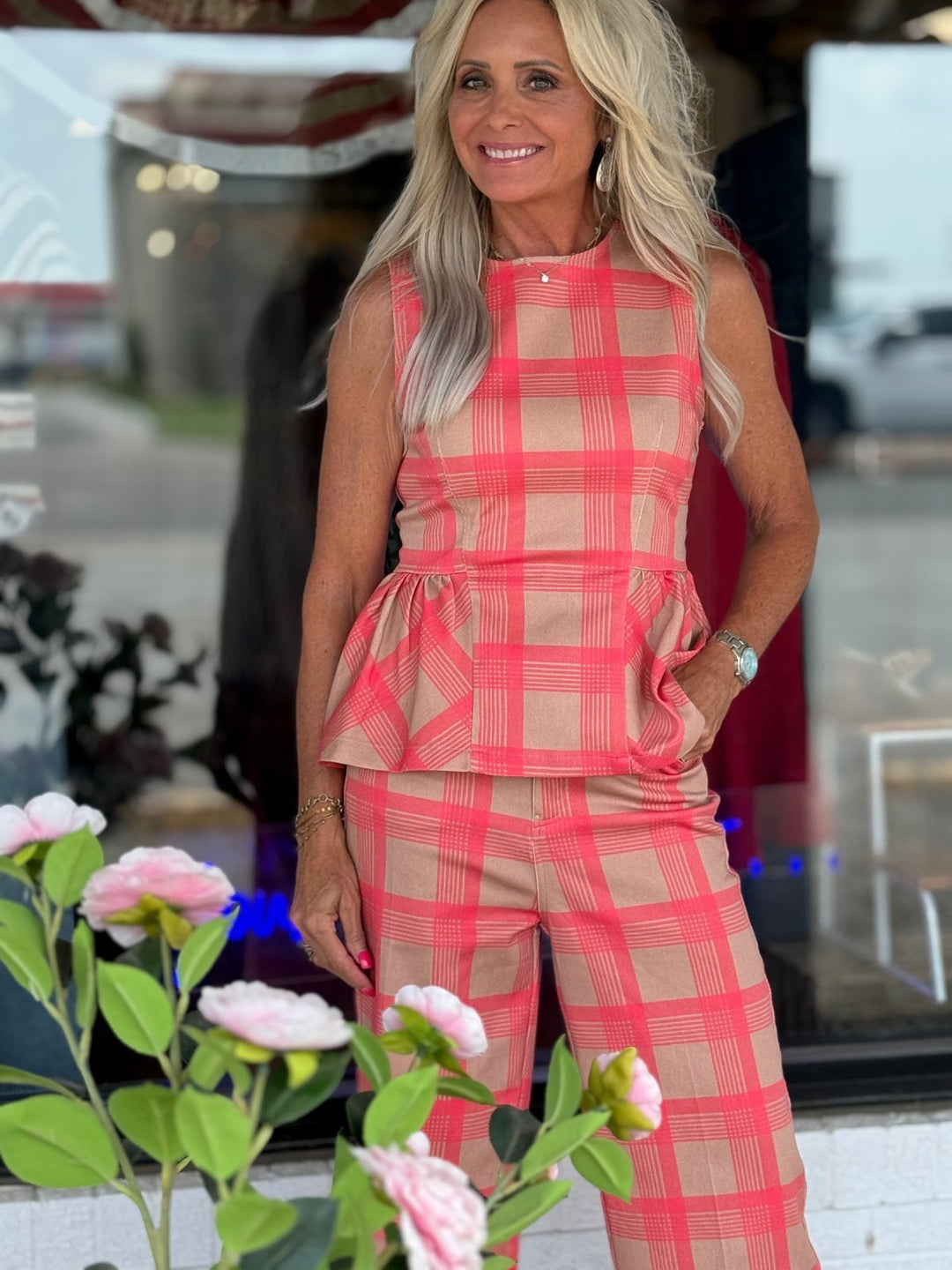 Plaid Peplum Top - High Call Outfitters