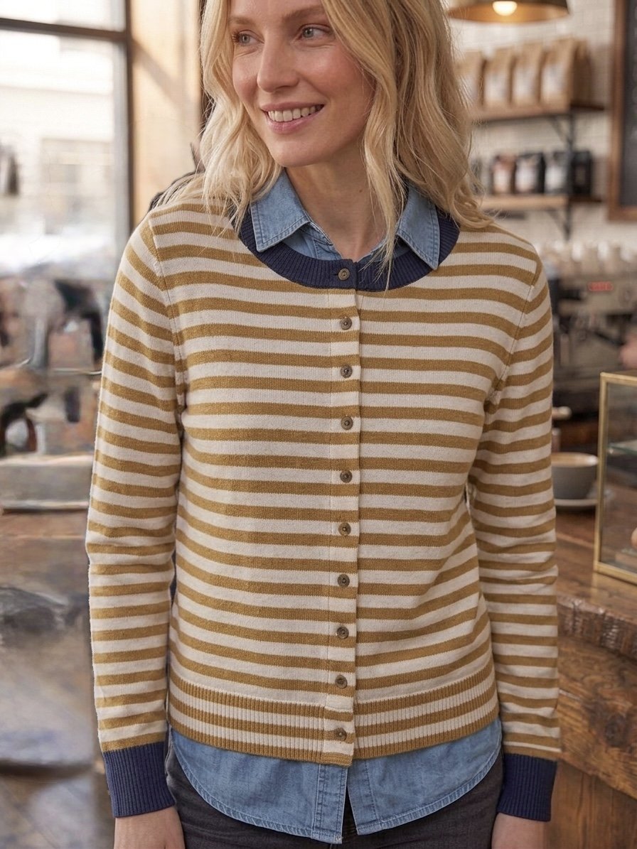 Contrast Stripe Colorblock Sweater Cardigan - High Call Outfitters