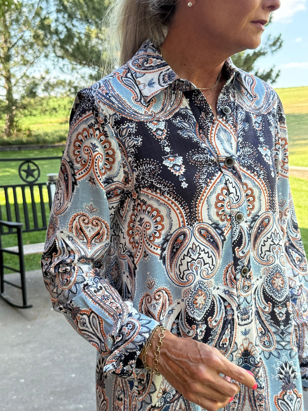 Paisley Flounce Shirt Dress from Uncle Frank - High Call Outfitters